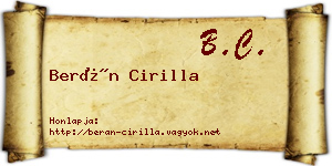 Berán Cirilla névjegykártya